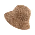 Woven straw sun hat, khaki summer beach bucket hat, wide brim casual sun protection hat. - Plain Khaki Bucket Hat