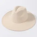 Beige Schlapphut Fedora Hut Kunstwolle britischer Jazz Hut lässig einfarbig Unisex Hut - Beige