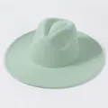 Mintgrüner Fedora Hut Breite Krempe Filz Jazz Kappe Unisex Casual Wolle Gefühl Hut - Mintgrün