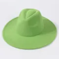 Grüner Wollfilz Fedora Hut für Damen und Herren, stylischer breitkrempiger Jazzhut. - Grasgrün