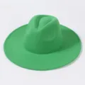 Grüner Wolle Filz Fedora Hut Breite Krempe Jazz Hut Unisex Freizeit Herbst Winter Kopfbedeckung - Grün