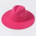 Rosa Filz Fedora Hut für Damen und Herren, breite Krempe klassische Jazz Kappe, Wollhut. - Fuchsia