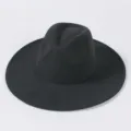 Schwarzer Fedora Hut mit breiter Krempe Wolloptik klassischer britischer Jazzhut Herren. - Dunkelgrau