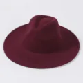 Weinroter Woll Fedora Hut Klassischer Britischer Stil Breiter Krempe Unisex Filzhut - Weinrot