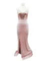 Rosa Pailletten Spaghettiträger rückenfreies langes Abendkleid, elegante Partykleidung. - XL / Rosa