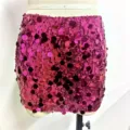 Hot pink sequin mini skirt, sparkling party clubwear skirt for women and fashion girls. - S / Rose Red