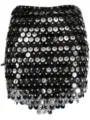Schwarzer Pailletten Minirock Detail, glänzende runde Pailletten auf Mesh, Party Clubwear. - S / Schwarz