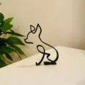 Minimalistische schwarze Metall-Hunde-Drahtskulptur Chihuahua Silhouette Kunst Deko - Chihuahua Stil (5589)