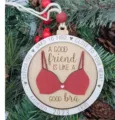 Lustiger roter BH Holz-Weihnachtsbaumschmuck mit Gravur für unterstützende Freunde - Rosa