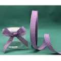 Purple gingham plaid fabric ribbon for gift wrapping, crafts, and decorative DIY bows. - Deep purple