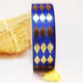 2.5cm blaues goldenes rauten band satin geschenkband fuer festliche dekoration basteln - 2,5 cm x 25 Yards / Saphirblau