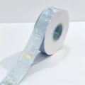 Christmas laser silver ribbon 2.5cm wide for gift box packaging and DIY bows and crafts. - Christmas Laser / 2.5cm*25 Yards / Light Blue