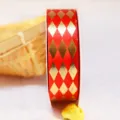 2.5cm rot gold Diamant Satinband für Geschenkeverpackung, Weihnachtsfeier Handwerk. - 2,5 cm x 25 Yards / Rot