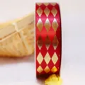 Rotes goldenes Folien Rautenband 2.5cm breit fuer Geschenke Weihnachten Bastelart - 2,5 cm x 25 Yards / Burgunderrot