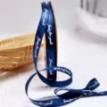 Dark blue 1cm ribbon with just for you print, perfect for gift packaging and DIY crafts. - Navy Blue