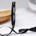 Black satin ribbon 1cm width DIY gift wrapping polyester material with Just for you print detail view - Large Black