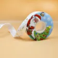 Cinta de Navidad con estampado dorado para caja de regalo embalaje flores pastel decoración festiva. - 2.5cmx25 Yardas / Blanco