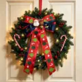 Ghirlanda di Natale con grande fiocco luci LED decorazione porta appendino festivo ornamento - Stile 4