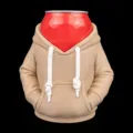 Kreativer beiger Getränkedosenhalter in Hoodie-Form auf schwarzem Hintergrund. - Kapuzenpullover / Innendurchmesser: 6.7cm / Khaki