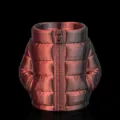 Getränkedosenhalter in Form einer Daunenjacke in rötlicher Bronzeoptik zur Dekoration - Daunenjacke / Innendurchmesser: 6.7cm / Bronzeschwarz