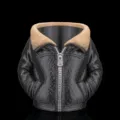 Kreativer Dosenhalter in Form einer schwarzen Fliegerjacke mit Lammfellkragen. - Lederjacke / Innendurchmesser: 6.7cm / Schwarz