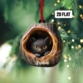 2D flacher schwarze Katze im Baumloch Weihnachtsanhänger Detail - Schwarze Katze im Baumloch (22)
