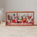 Solid wood 3D hollow photo frame acrylic dried flower preserved flower DIY material kit. - Orange Red Material Pack + Large Photo Frame