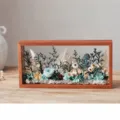 Solid Wood Hollow Photo Frame Acrylic Dried Flower Preserved Flower DIY Material Pack - Light Blue Material Pack + Large Photo Frame