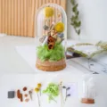 Preserved flower glass dome DIY kit with dried botanicals, cute gift for friends and home decor. - Golden Ball (Diameter 6.5 * 15 cm)