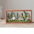 Solid wood hollow photo frame dried flower DIY material kit, natural botanical home decor. - Grass Green Material Pack + Large Photo Frame