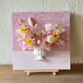 3D French Oil Painting Preserved Flower DIY Kit Half Wall Vase Home Decor Artwork Display - Pink Floral Dream - Material Pack (Without Board and Vase)
