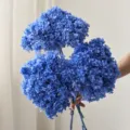 Ramo de flores secas de hortensia azul preservada, decoración de 45cm para el hogar. - Pack de 3 / Azul marino