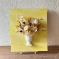 3D French oil painting dried flower bouquet canvas wall art DIY preserved flower home decor - Flowing Flower Rhythm - Floral Material Kit (Drawing Board & Vase Not Included)