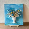 3D French oil painting preserved flower wall vase variant, elegant handmade floral art decor. - Azure Sky - Floral Material Kit (Drawing Board & Vase Not Included)