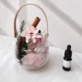 Glasbecher Aromatherapie Set mit naturlichen Heilkristallen, Trockenblumen und Duftol. - Frühlingsbrise Set
