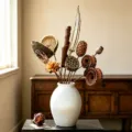 Handcrafted natural dried fruit flower bouquet set with white ceramic vase deco - Dried Fruit Bouquet Style D (Vase Not Included)