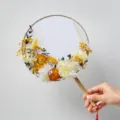 Handmade preserved dried flower round fan DIY material kit, elegant floral craft gift set. - Qiuyi Fan Material Pack