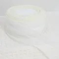 Rotolo di nastro in organza con perle bianche per confezionamento bouquet e lavoretti fai da te. - 6.0cm*10 Iarde / Bianco Sbiancato
