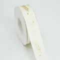 White New Year Satin Ribbon with Gold Stamping for Gift Wrapping Festive Decoration - 2.5cm*25 Yards / Beige