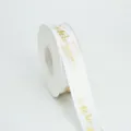White gold stamping New Year ribbon variant, satin gift box wrapping festive fabric roll. - 2.5cm*25 Yards / Bleached White