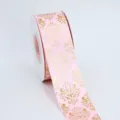 Pink Gold Foil Ribbon Roll 4cm Decorative Ribbon for Gift Wrapping and Floral Bouquets - Light Pink