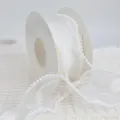 Nastro in organza con perle bianche garza coda di pesce per confezioni bouquet e fai da te. - 4.0CM*5 Yards / Bianco Sbiancato