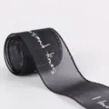 Black sheer organza ribbon roll with elegant text print for flower bouquet gift wrapping decor. - 2.5cmx30 Yards / Large Black