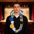 Guirlanda de cinta de graduación hecha a mano en azul dorado, collar festivo DIY para fiesta. - Estilo 04