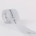 White organza ribbon with English print for flower bouquet packaging, gift wrapping and decor. - 2.5cmx30 Yards / Silver Gray