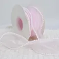 Nastro in organza rosa con bordo di perle per confezione di bouquet e decorazione. - 4.0CM*5 Yards / Rosa Perla