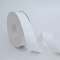 White polyester cotton ribbon for gift wrapping, bouquet packaging and festive decoration. - 2.5cm*25 Yards / Bleached White