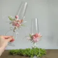 DIY ποτήρι σαμπάνιας με αποξηραμένα λουλούδια γάμος διακοσμητικό δώρο υψηλό ποτήρι - Μπουκέτο «Ο έρωτας φυσάει στον άνεμο» (Δεν περιλαμβάνεται το κύπελλο)