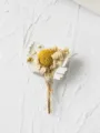 Mini yellow craspedia dried flower bouquet, aesthetic rustic gift floral decor for party. - Silver Leaf and Billy Button Bouquet No. 1 (Approx. 8-11cm)