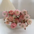Pink dried strawflower bouquet natural daisy flower floral arrangement home decor SKU - Strawflower Single Bundle / Bouquet / Pink